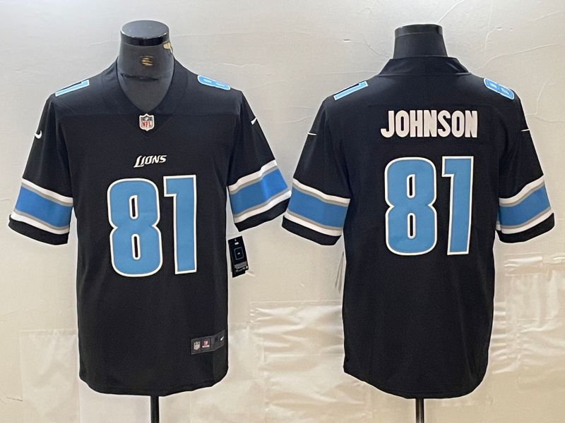 Men Detroit Lions #81 Johnson Black Nike Vapor Untouchable Limited NFL Jersey